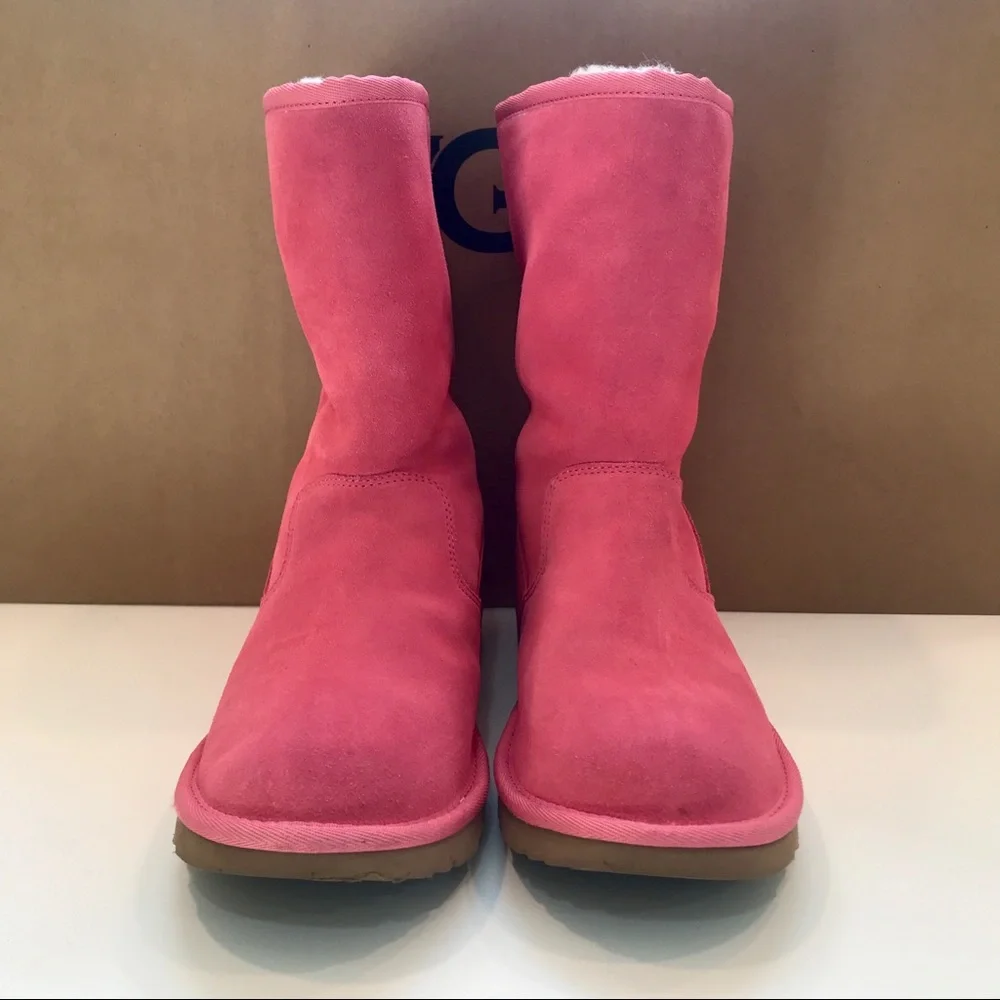 NEW AUTHENTIC UGG Back Zipper Pink Suede Boots Sz5 - Picture 6 of 8